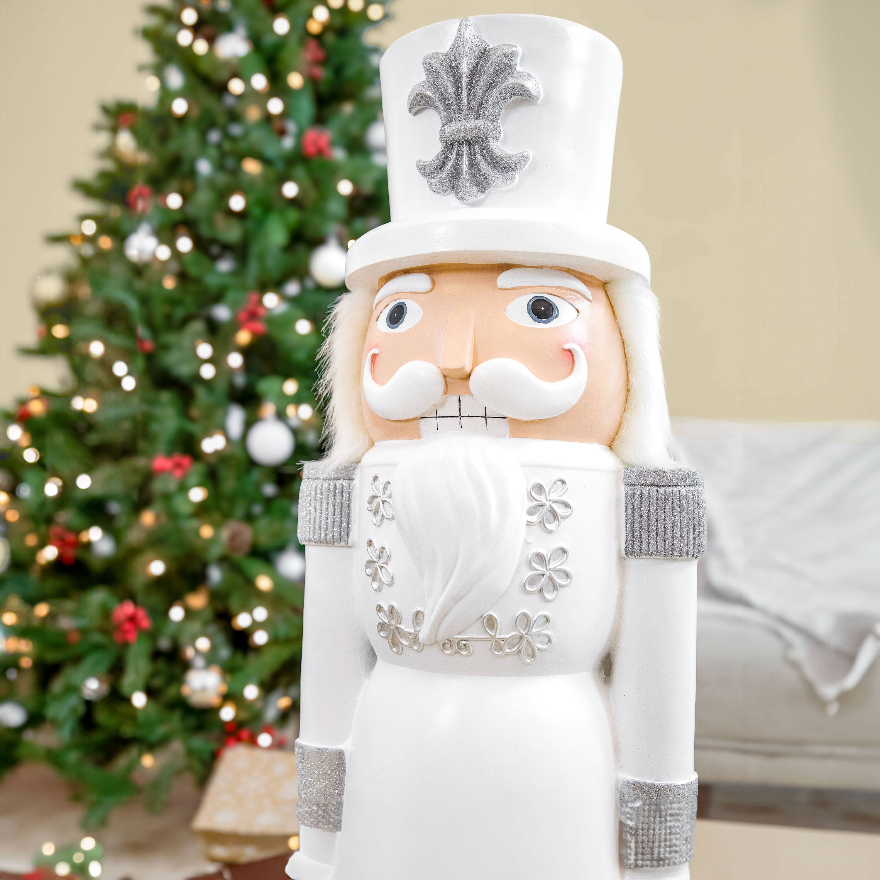 Alt View 8. Sunnydaze - Sterling the Christmas Nutcracker Statue - 37" H - Silver.