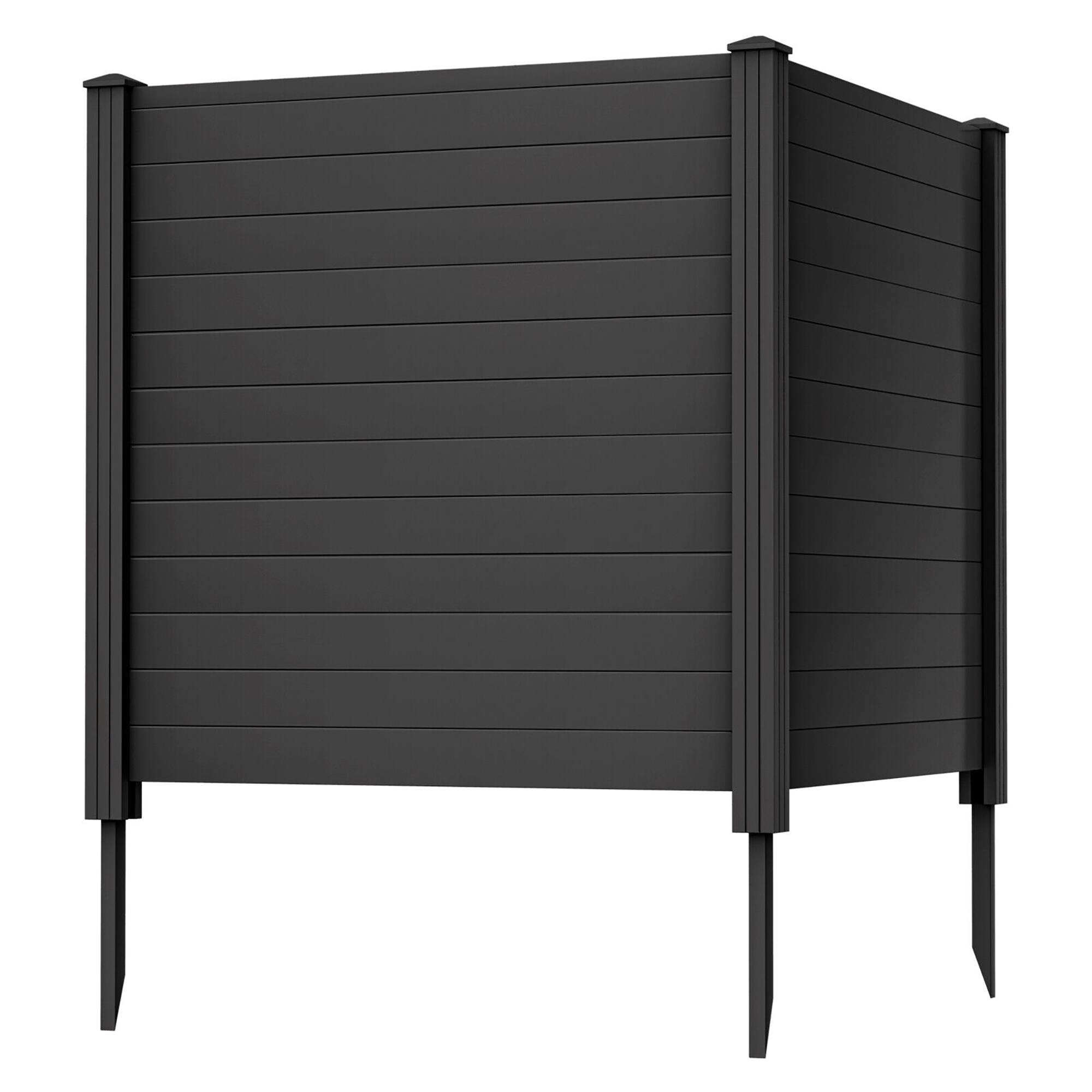 Alt View 9. Gymax - Gymax Outdoor PVC Privacy Panels 2-Pack Picket Fence W/ 3 Cuspidal Foot Stakes Black - Black.