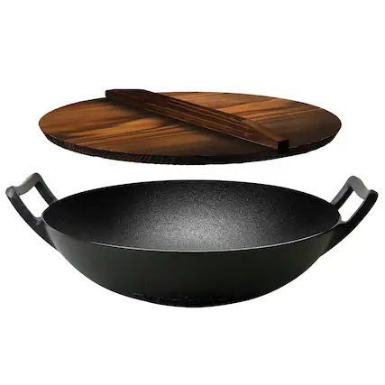 Front. NutriChef - Cast Iron Wok - Black.