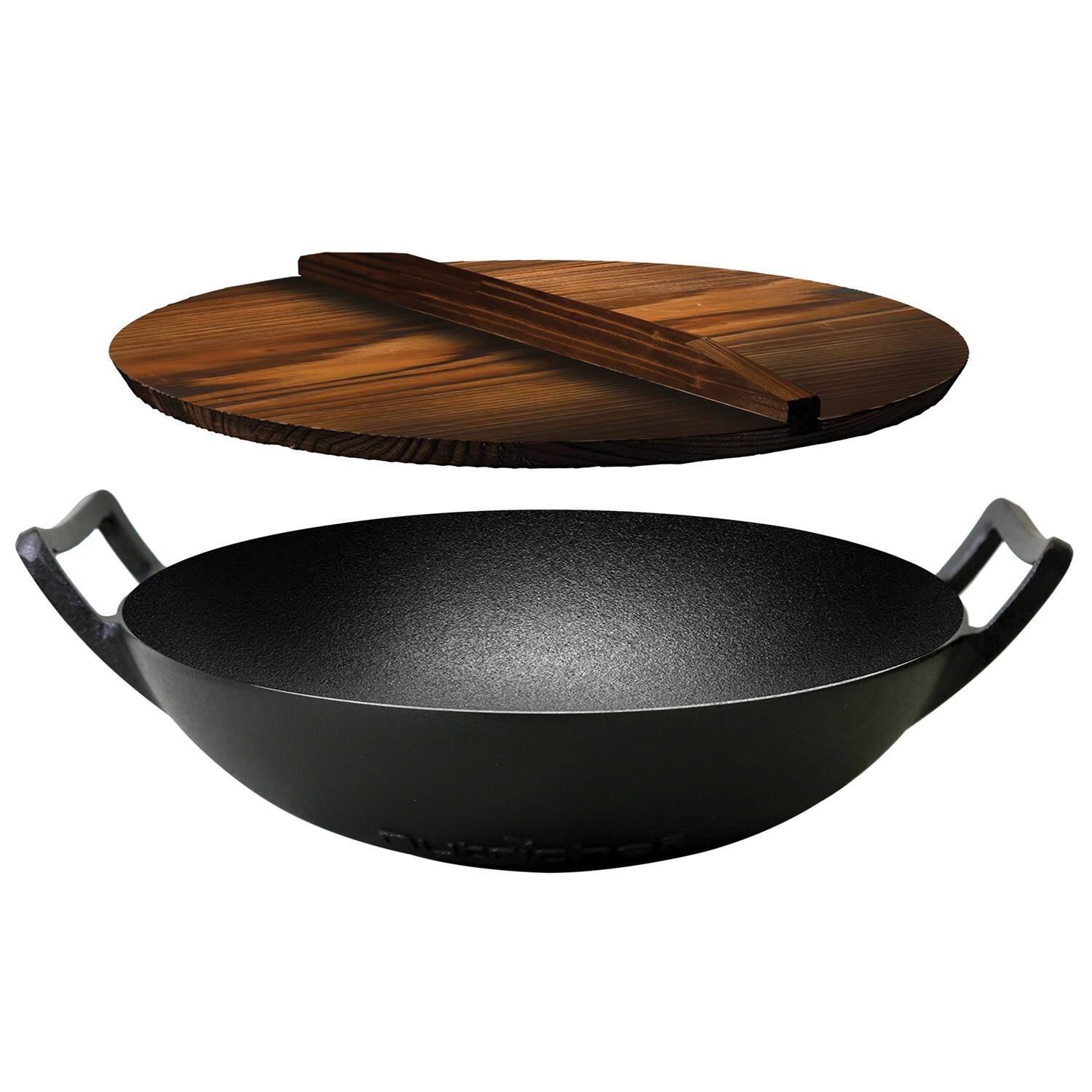Front. NutriChef - Cast Iron Wok - Black.