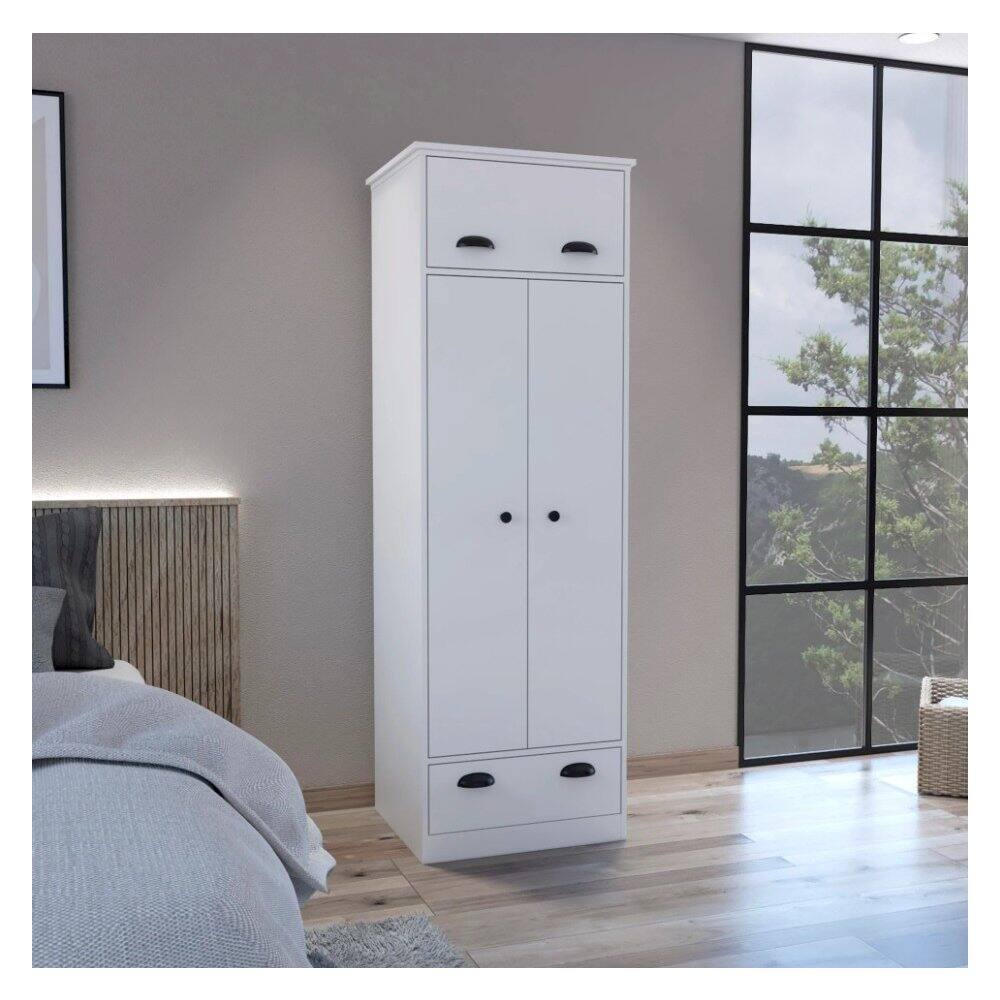 Alt View 2. TuHome - Falkland Armoire White MDF - White.