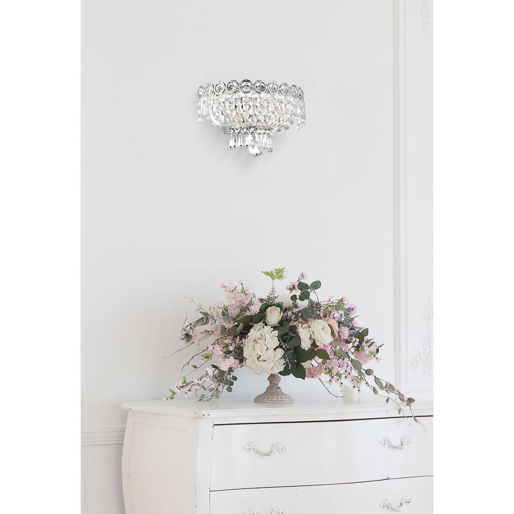 Alt View 1. Elegant Lighting - Century 2 light Chrome Wall Sconce Clear Royal Cut Crystal - Chrome.