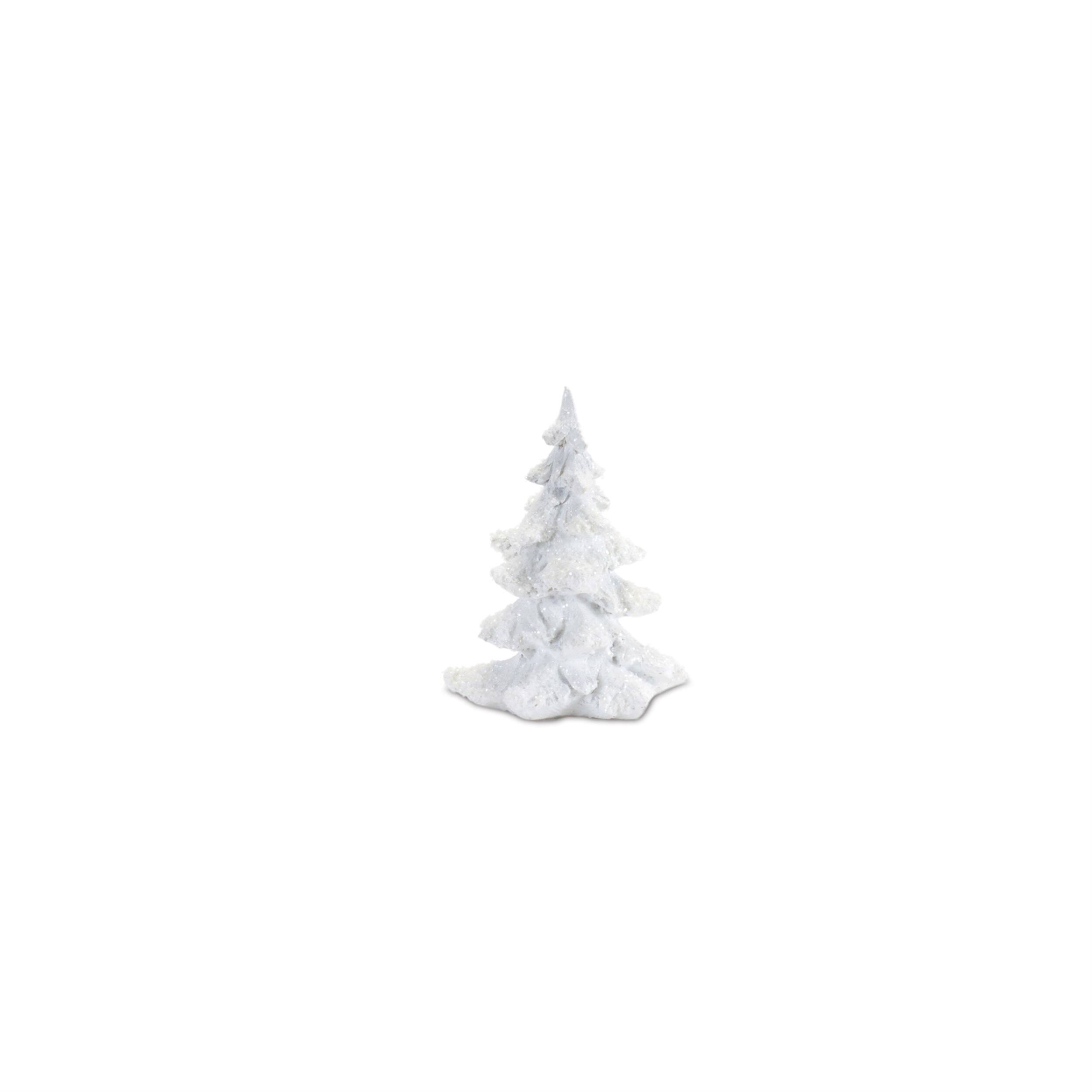 Alt View 2. BreeBe - Flocked White Pine Tree with Carved Design (Set of 4) - White.
