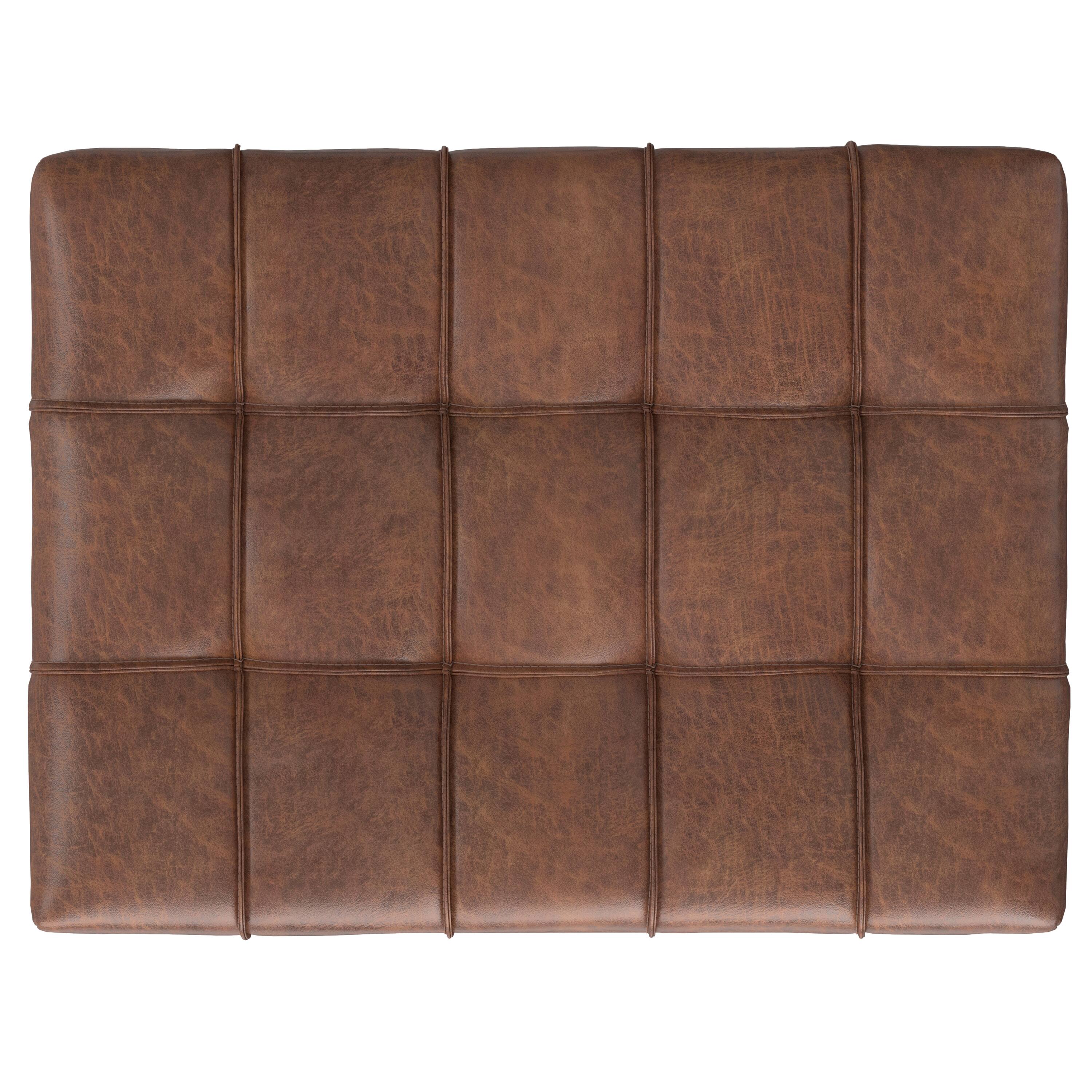 Angle. Tiramisubest - Multifunctional Storage Ottoman with Lift-Up Lid, Vegan Faux Leather, Walnut Finish - Brown.