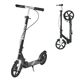VEVOR - Kick Scooter for Kids Ages 8+, Teens & Adults, 2-Wheel Toddler Scooter with Adjustable Height Handlebar - Black + Silver