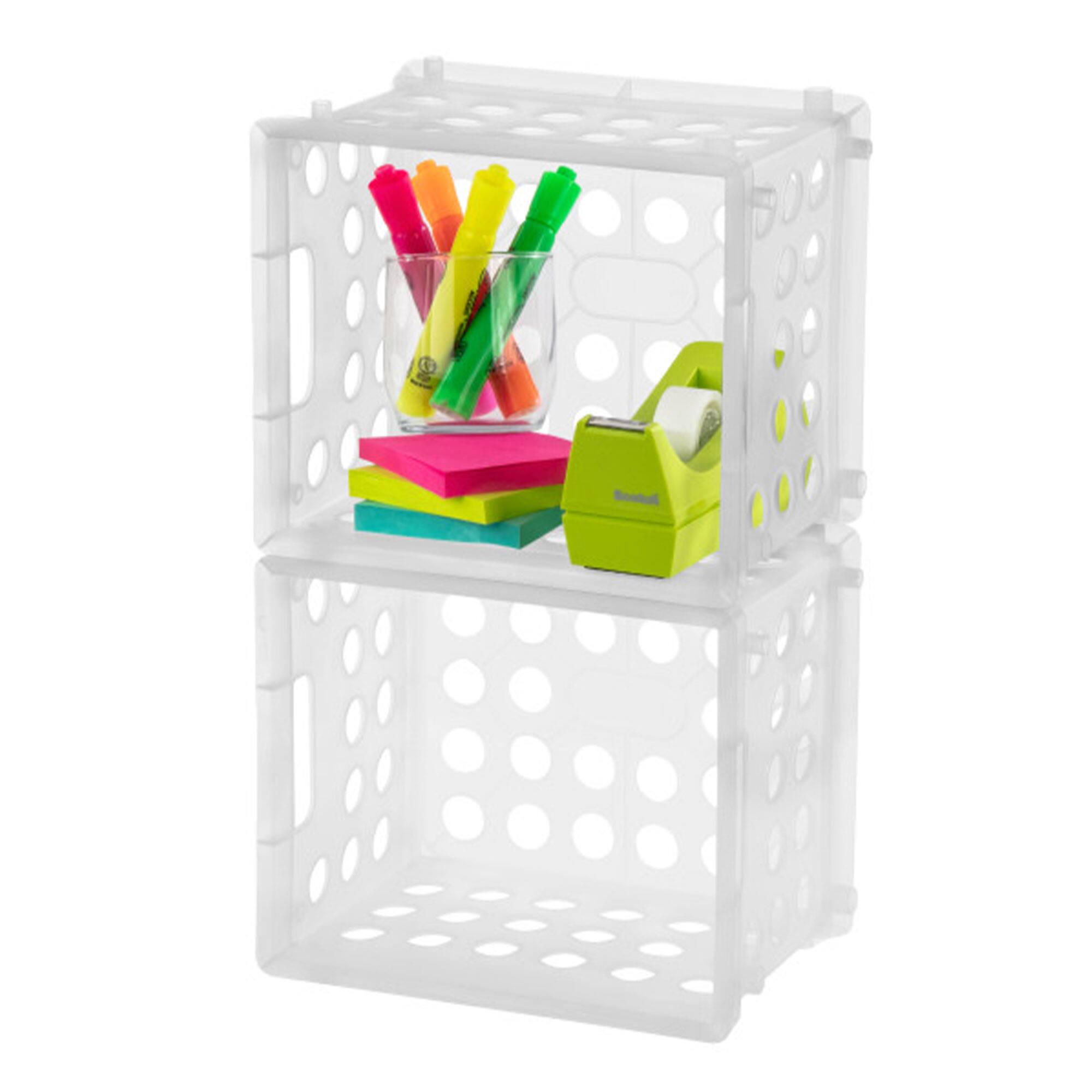 Alt View 7. Sterilite - Sterilite Convenient Mini Square Small Storage Organizing Crate, Clear (36 Pack) - Clear.