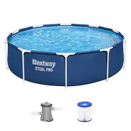 Bestway - Steel Pro 10'x30" Round Above Ground Swimming Pool Set with Filter Pump - Blue