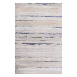 TinyHomie - Collection 8X10 /Blue/Striped Non-Shedding Living Room Bedroom Dining Office Stylish and Stain Resistant Area Rug - Ivory