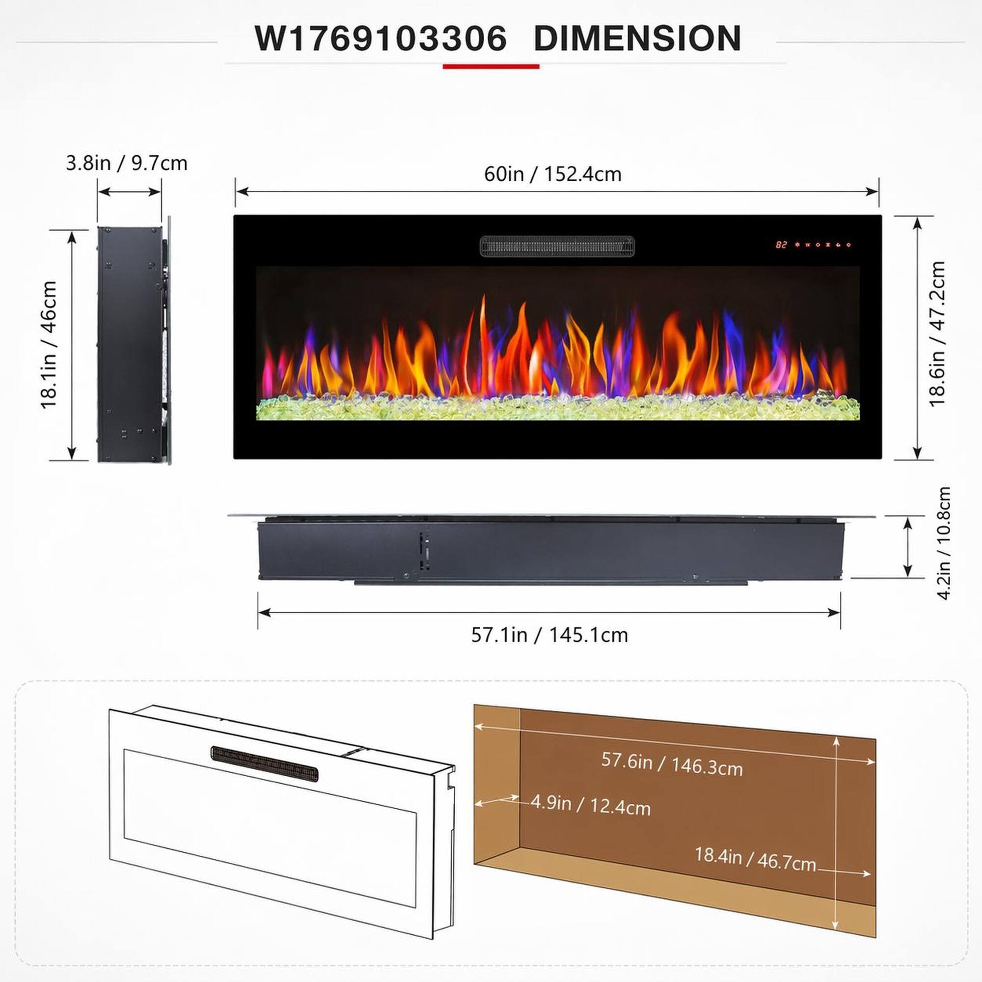 W1769103306 DIMENSION  
3.8in / 9.7cm  
46cm / 18.1in  
60in / 152.4cm  
57.1in / 145.1cm  
4.9in / 12.4cm  
18.4in / 46.7cm