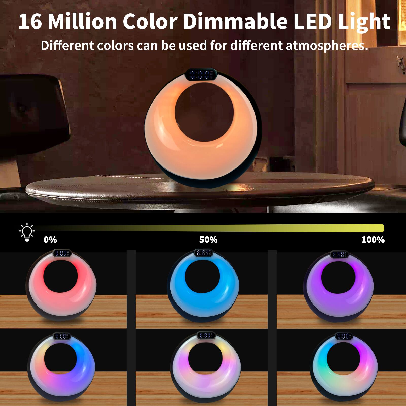 16 Million Color Dimmable LED Light  
Different colors can be used for different atmospheres.