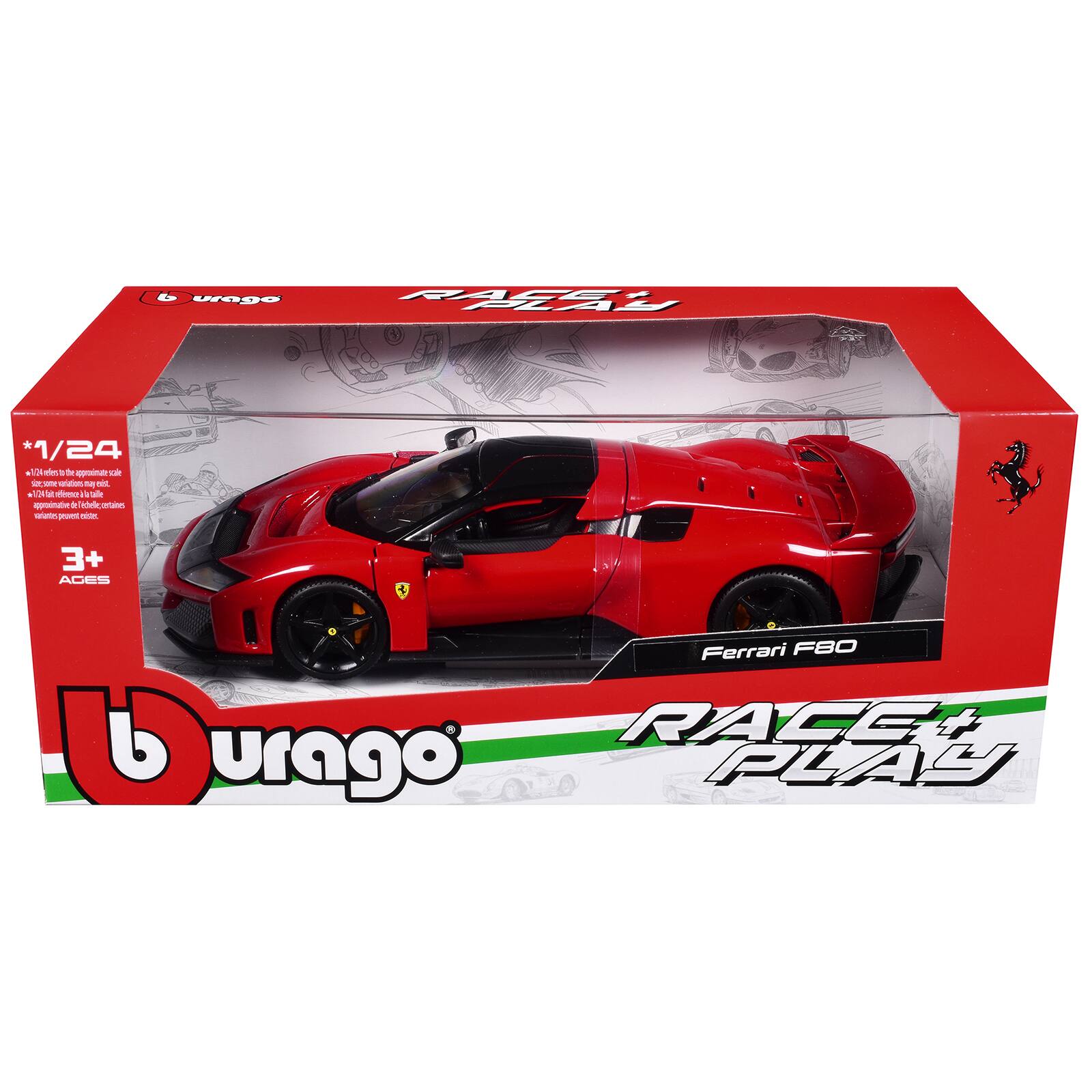 Urg RALO PAS *1/24 a al 12kmes/Beapgmaindeule ae de pp vae um a de OE a o VNT . nale apprima - sde ontaite wn - n 3+ ACES 4 Ferrari F80 RACE Durago PLAY