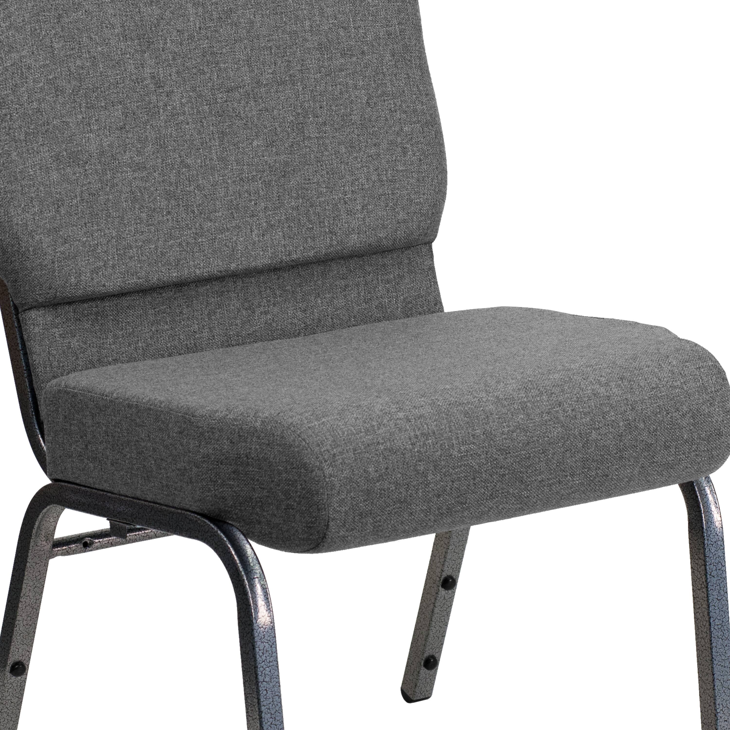 Alt View 17. Alamont Home - Hercules 21"W Stacking Church Chair in Gray Fabric - Silver Vein Frame - Gray Fabric/Silver Vein Frame.