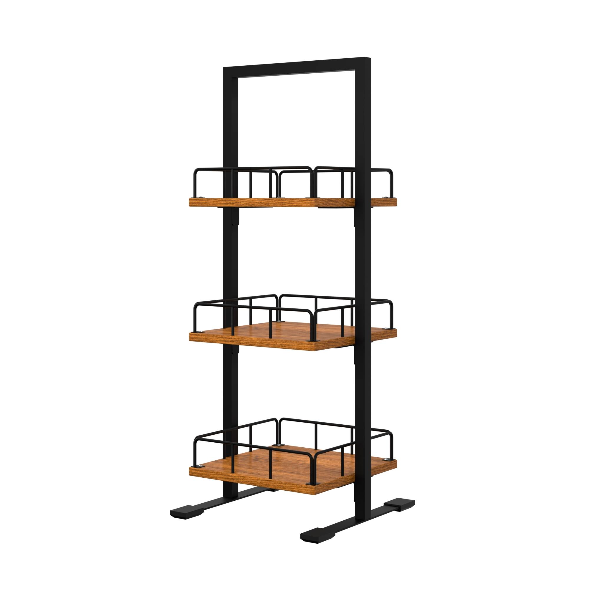 Alt View 5. Koolmore - 12 In. 3-Tier Wooden Bakery, Supermarket & Cafe Display Case (KM-SDW-3SOP) - Dark Wood Grain.