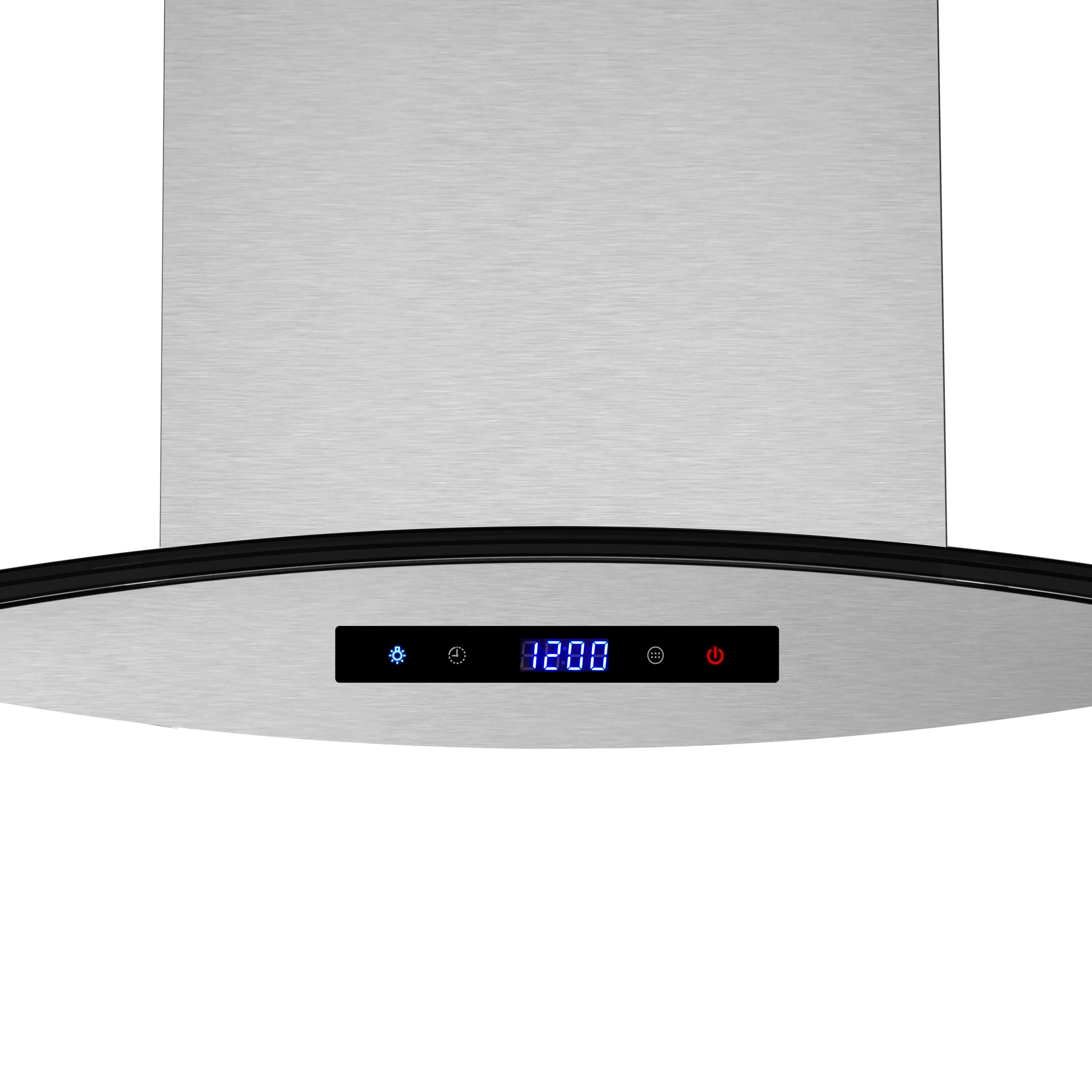 Alt View 5. Streamline - 30 in. Langosco Convertible Island 350 CFM Range Hood, Mesh Filters, Touchpad Control, LED Lights - Brushed Stainless Steel.