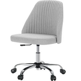 AENKYO - Armless Office Chair Swivel Office Task Chair Vantiy Chair with Wheels - Gray