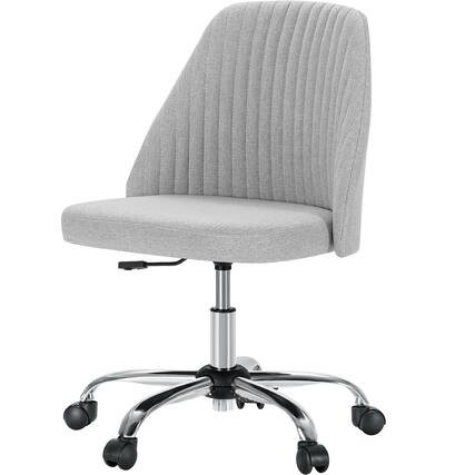 Front. AENKYO - Armless Office Chair Swivel Office Task Chair Vantiy Chair with Wheels - Gray.
