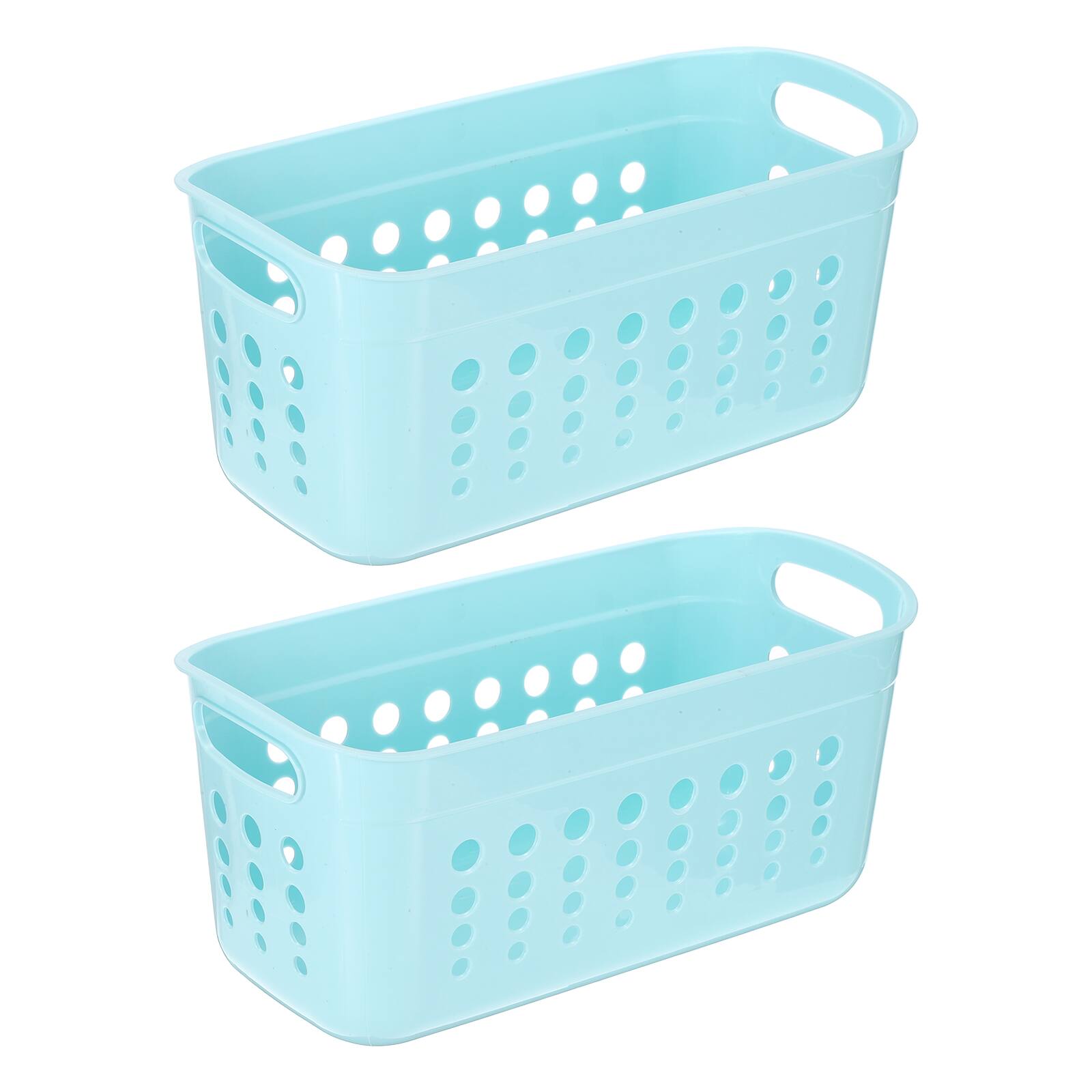 "Unique Bargains - 2pcs Pantry Plastic Storage Baskets, 13.31x6.81x6.3"", Stackable Organizer with Handle, for Shelves Bathroomss Closet - Blue" price history on PriceWatchPro