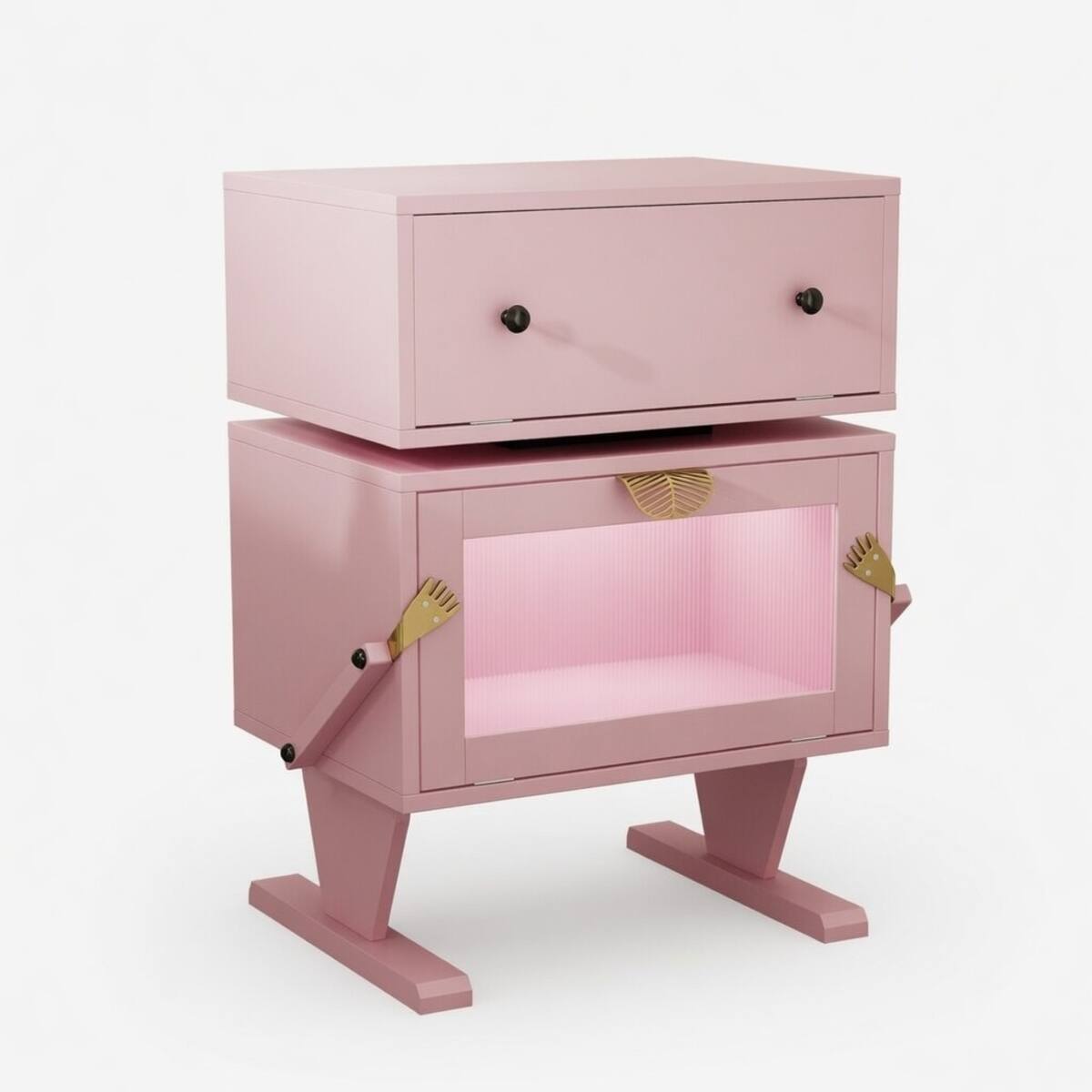 Alt View 10. Loheer - Loheer Pink Robot LED Nightstand with 360 Degree Rotating Drawer, 20.7 Inch Wide - Pink.