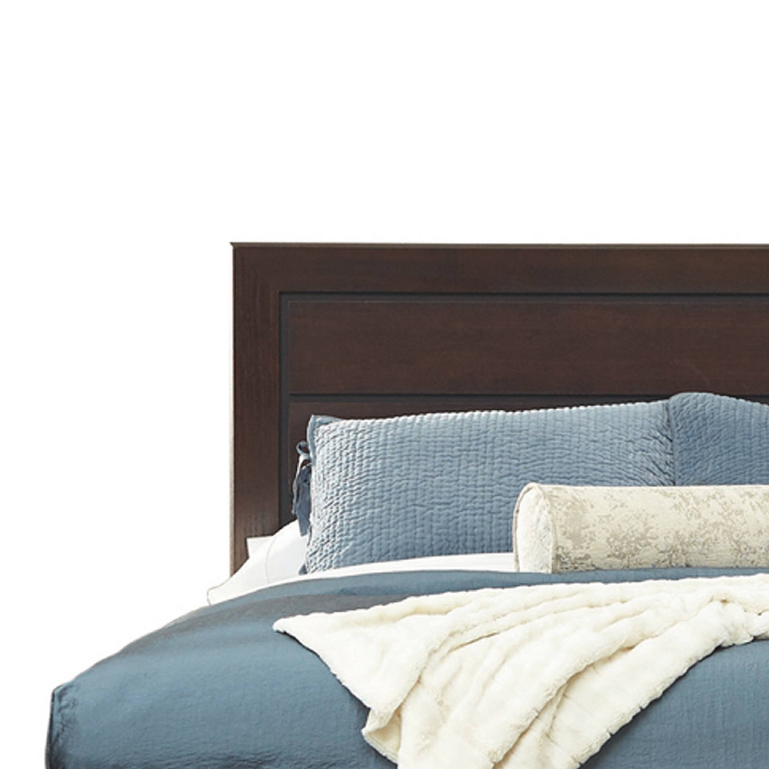 Alt View 1. Manhattan Lane - Queen Size Bed with Panel Headboard and Footboard - Brown.