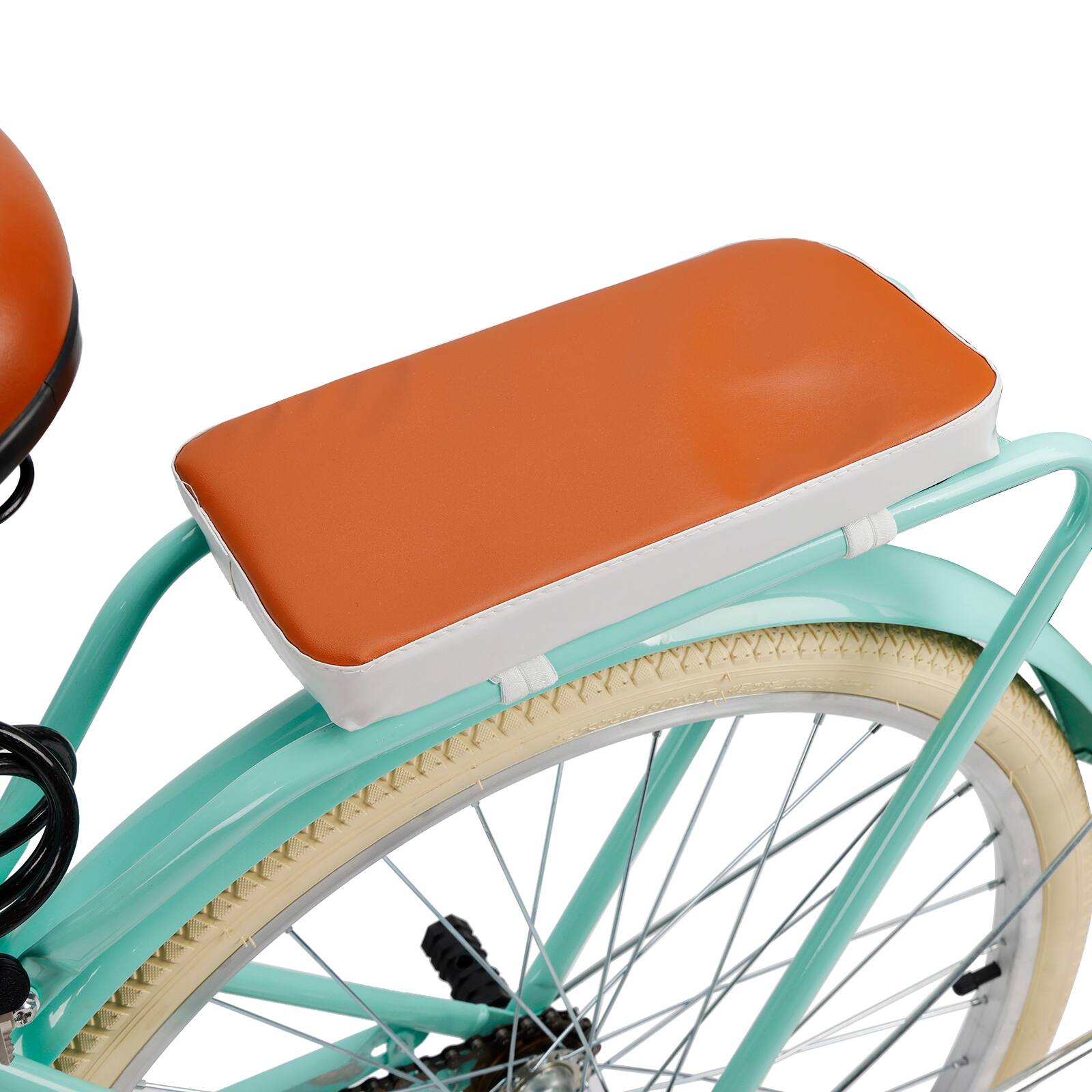 Alt View 10. Topteng - 24" Beach Cruiser Bike for Men/Women with Cup Holder, High Carbon Steel Frame, Dual Brakes, Rear Rack and Basket, Green - Green.