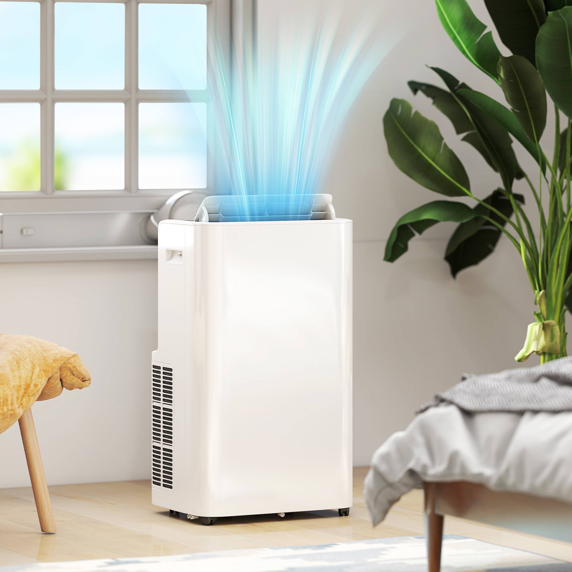 Alt View 1. Homcom - 12000 BTU Portable Air Conditioner with Remote Control, Free Standing AC Unit with Built-in Cool, Dehumidifier - White.