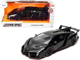 Lamborghini Veneno Matt Black "Hyper-Spec" Series 1/24 Diecast Model Car by Jada - Matte Black