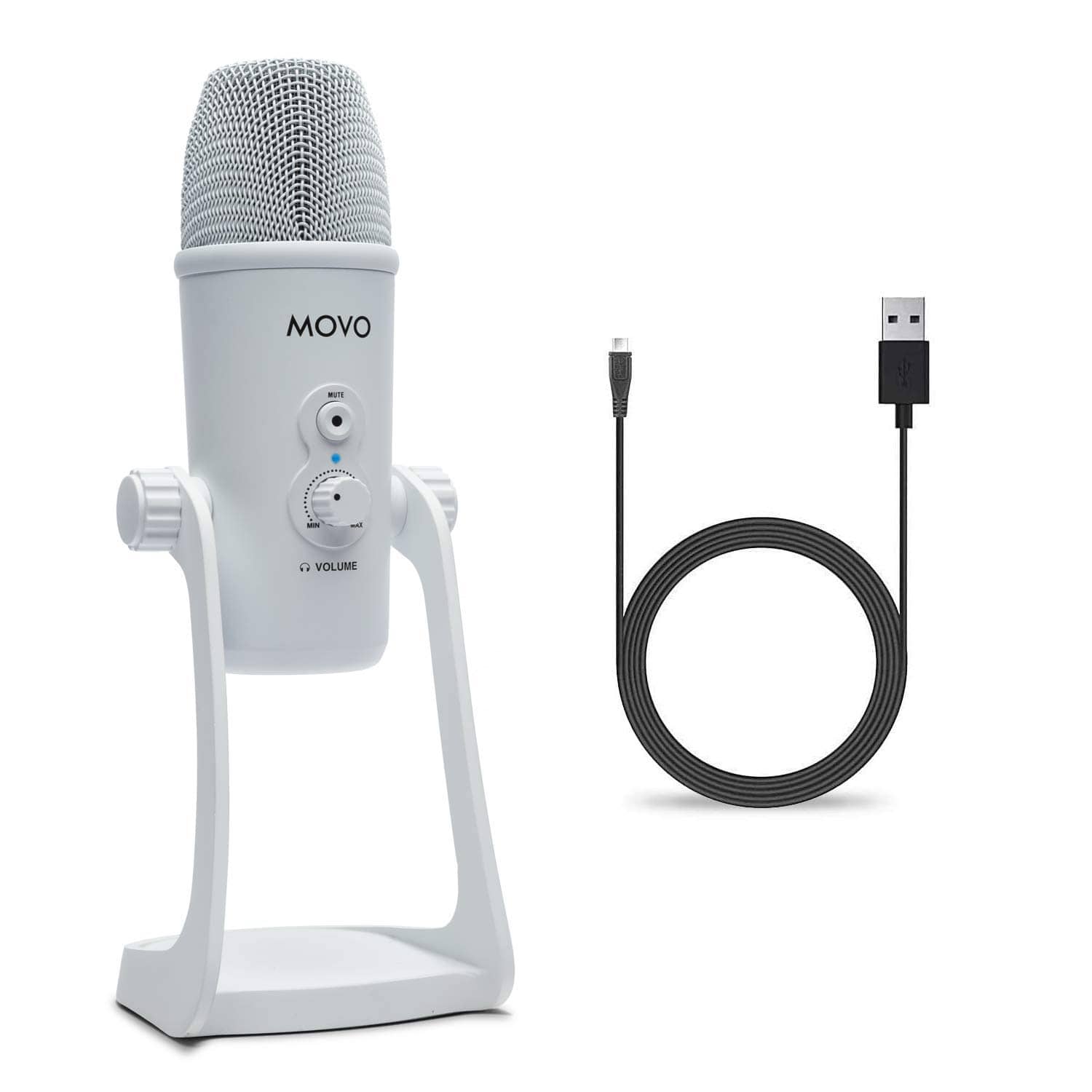 MOVO - UM700W White Desktop USB Microphone for Computer