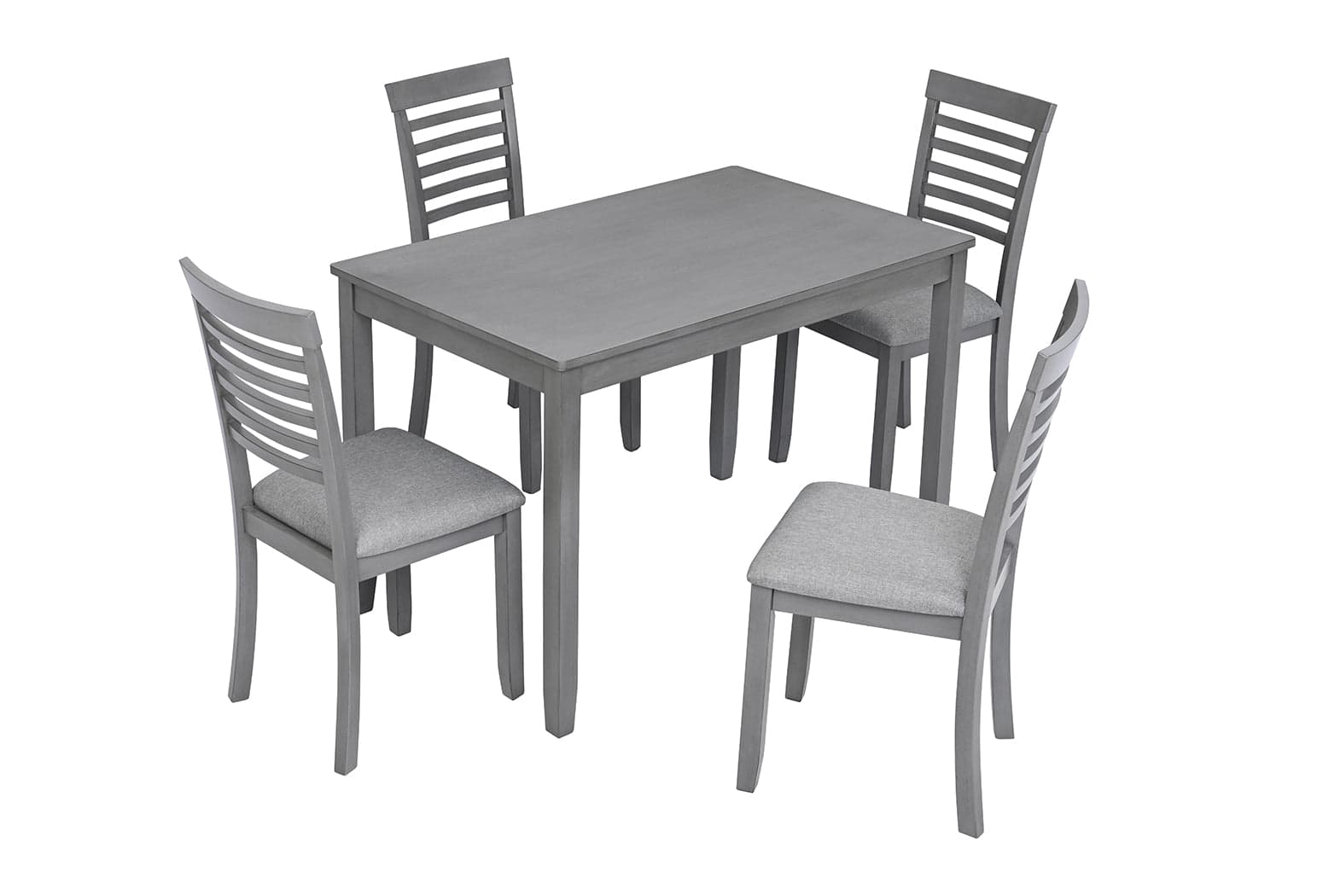 Boyel Living - 5-Piece Solid Wood Dining Set with 4 Upholstered Chairs - Gray