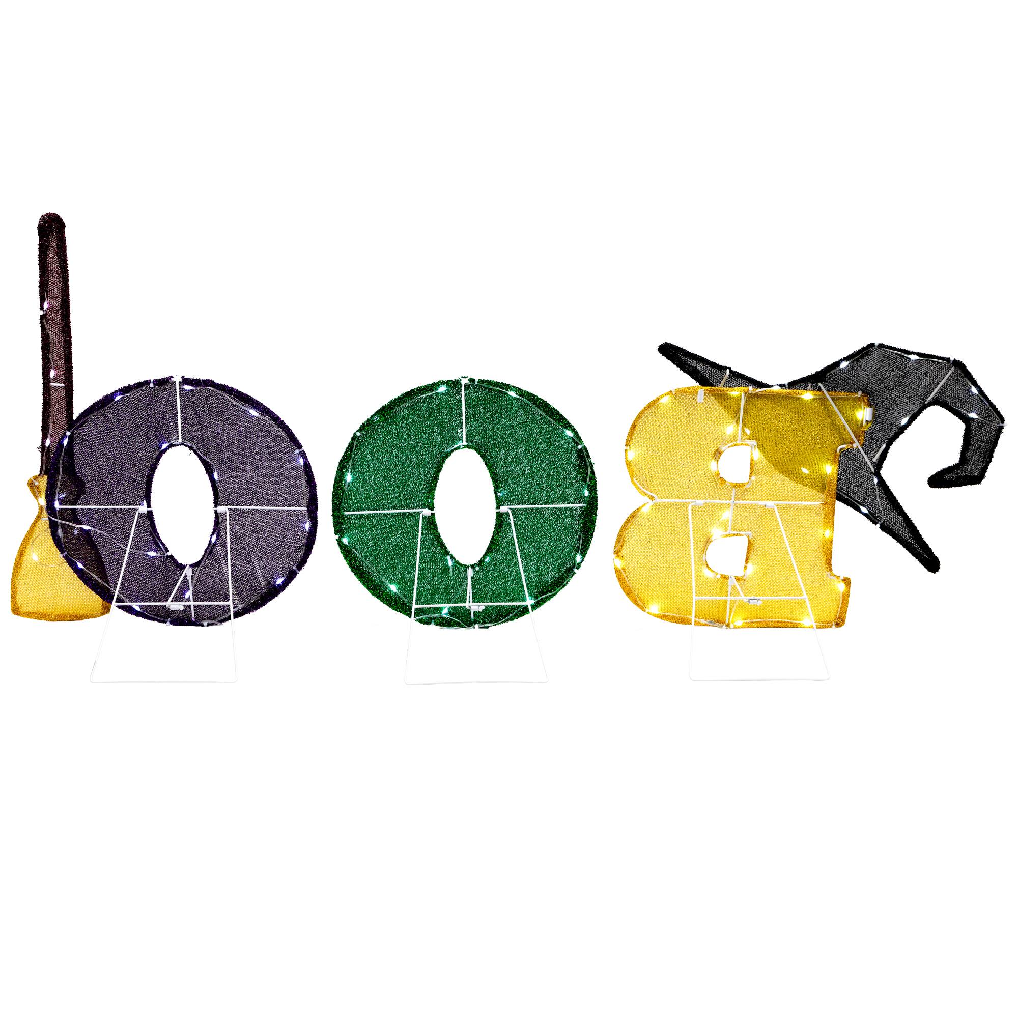 Alt View 9. Northlight - LED Lighted Tinsel BOO Outdoor Halloween Sign Decoration - 50" - Clear Lights - Green.