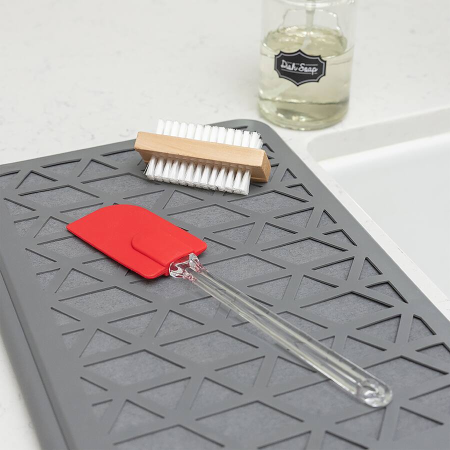 Better Houseware Magic Dishmat II Stone Silicone Quick Dry Mat Gray ...