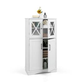 Kadyn - 4 Doors Freeestanding Bathroom Floor Cabinet with Adjustable Shelves- Bathroom Cabinets for Entryway Storage - White