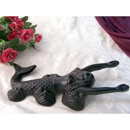Front. BreeBe - Cast Iron Black Mermaid Bootjack Set of 2 - Black.