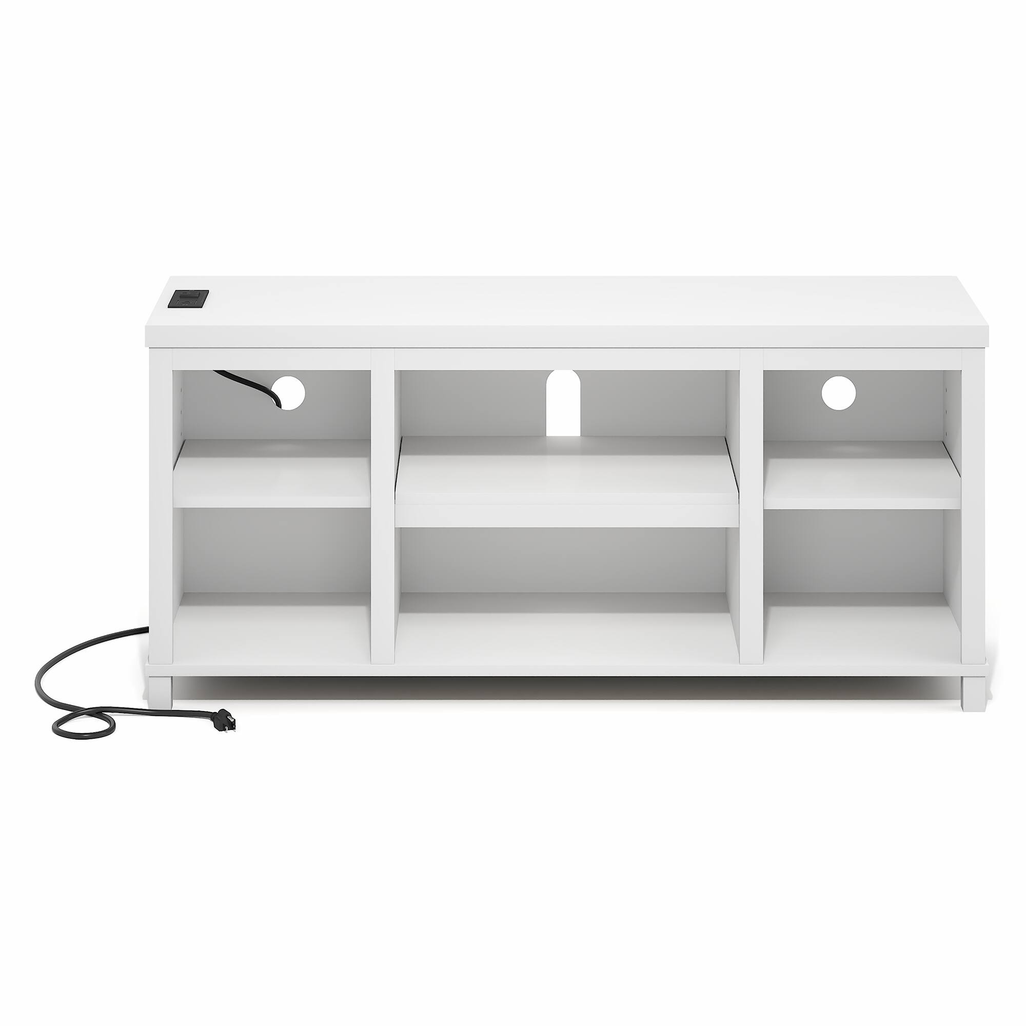 Alt View 5. Furinno - FARMHOUSE TV Stand with Charging Station, 3-Tier TV Console with USB Ports and Power Outlets, for Living Room, Bedroom - White.