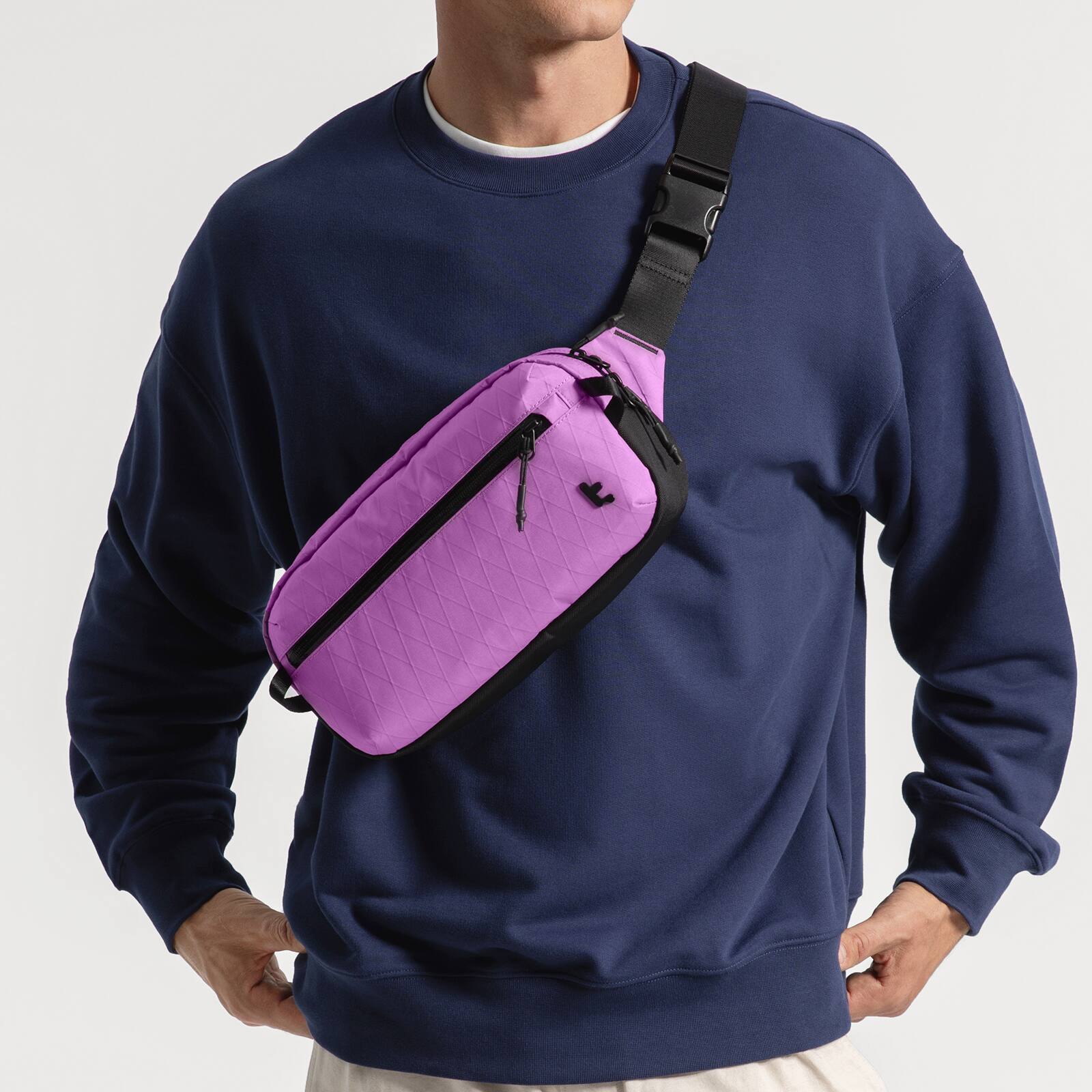 Alt View 5. tomtoc - Aviator-T35 3.5L X-Pac Sling Bag with RFID Blocking, Minimalist Crossbody Bag Chest Shoulder Pack for Travel, Everyday - Mulberry.