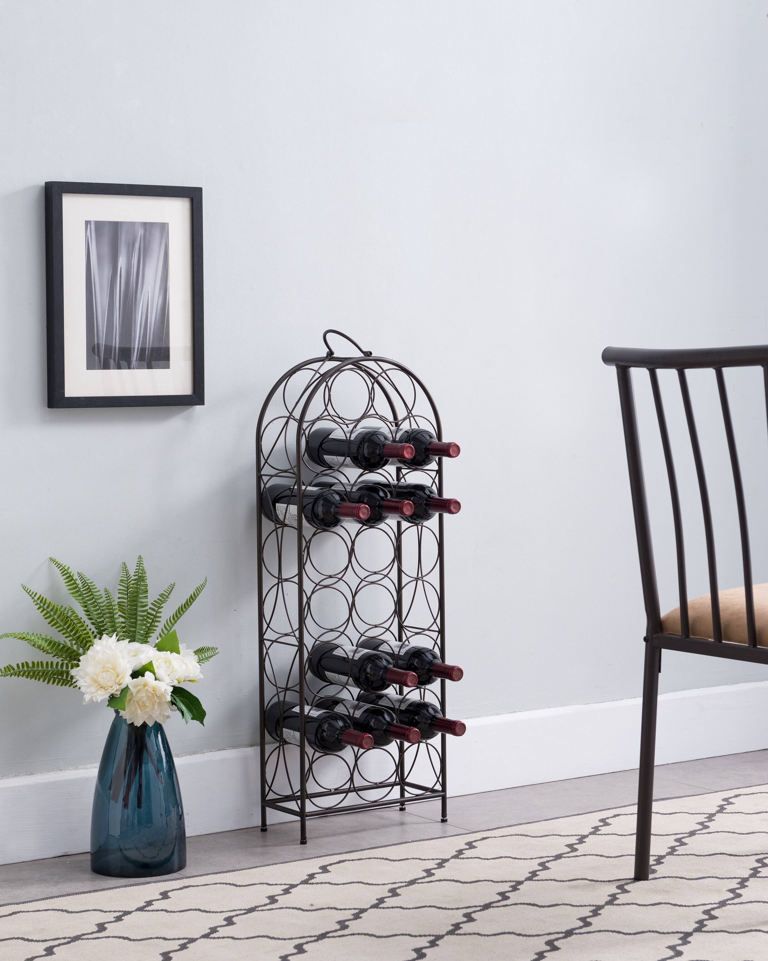 Kings Brand Furniture - 23 Bottles Freestanding Floor Metal Wine Rack Stand - Liquor Bottle Holder Stand - Pewter - Dark Gray price history on PriceWatchPro