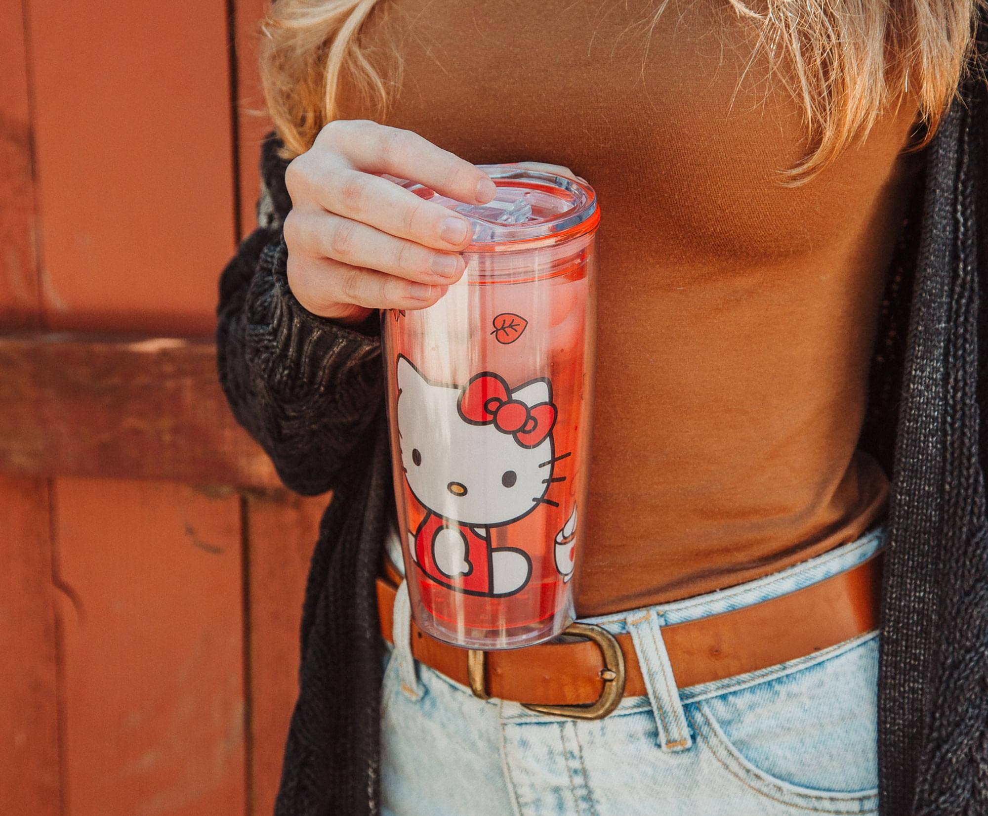 Alt View 4. Silver Buffalo - Sanrio Hello Kitty Pumpkin Spice Travel Tumbler w/ Slide Close Lid | 20 Ounces - Red.