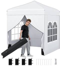 Boyel Living - White 100.8-in W x 78-in D x 78-in H Pop up Canopy Tent with Sidewalls with Carrying Bag