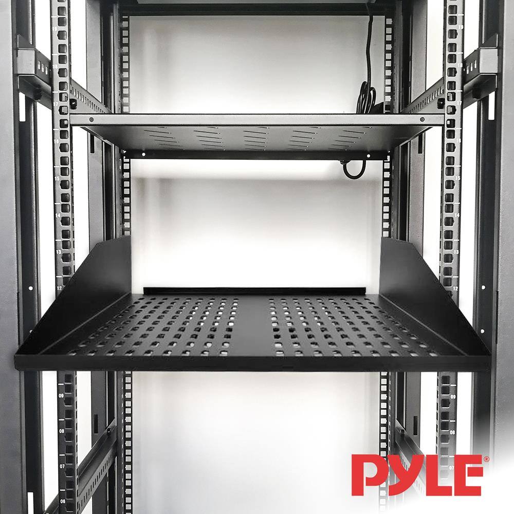 Alt View 2. Pyle - Pyle PLRSTN22U 19" Universal Fixed Server Rack Cabinet Shelf Computer Case  Mounting Tray - Black.