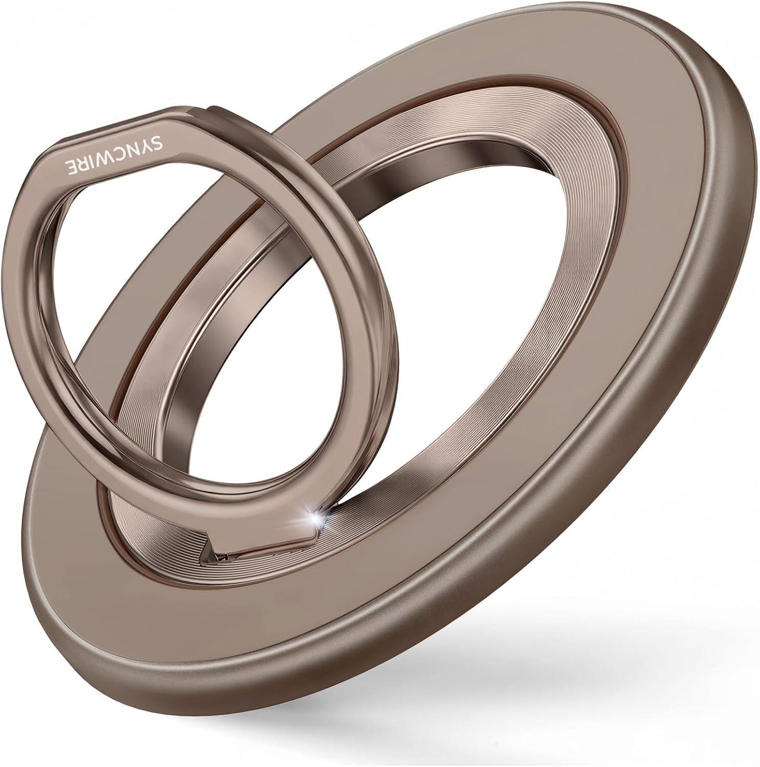 Front. Syncwire - MagSafe Phone Grip, 360° Rotation, Double-Sided Magnet, Magnetic Phone Ring Holder - Desert Gold.