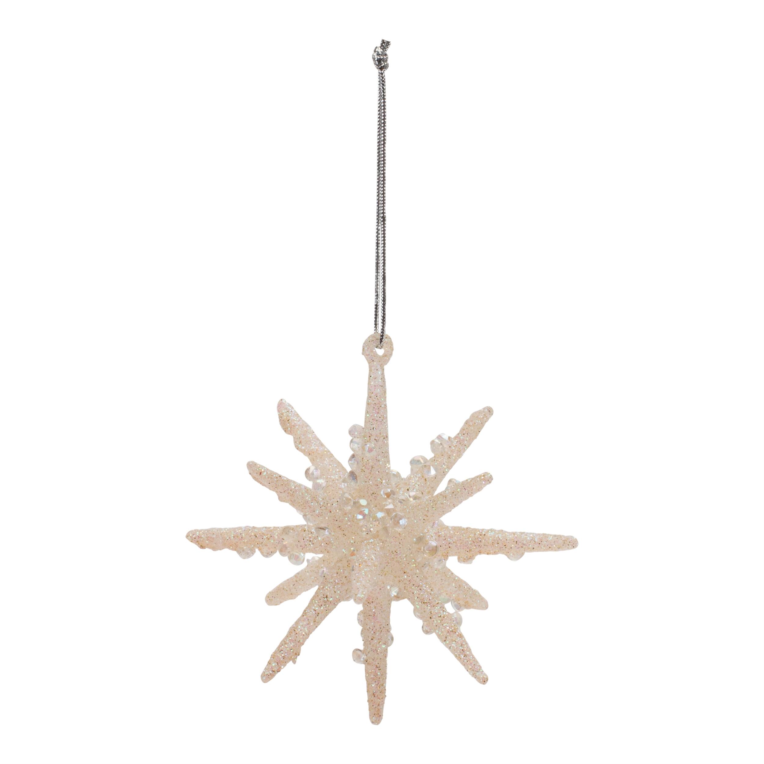 Angle. BreeBe - Frosted Glass Star Ornament (Set of 6) - Gold.