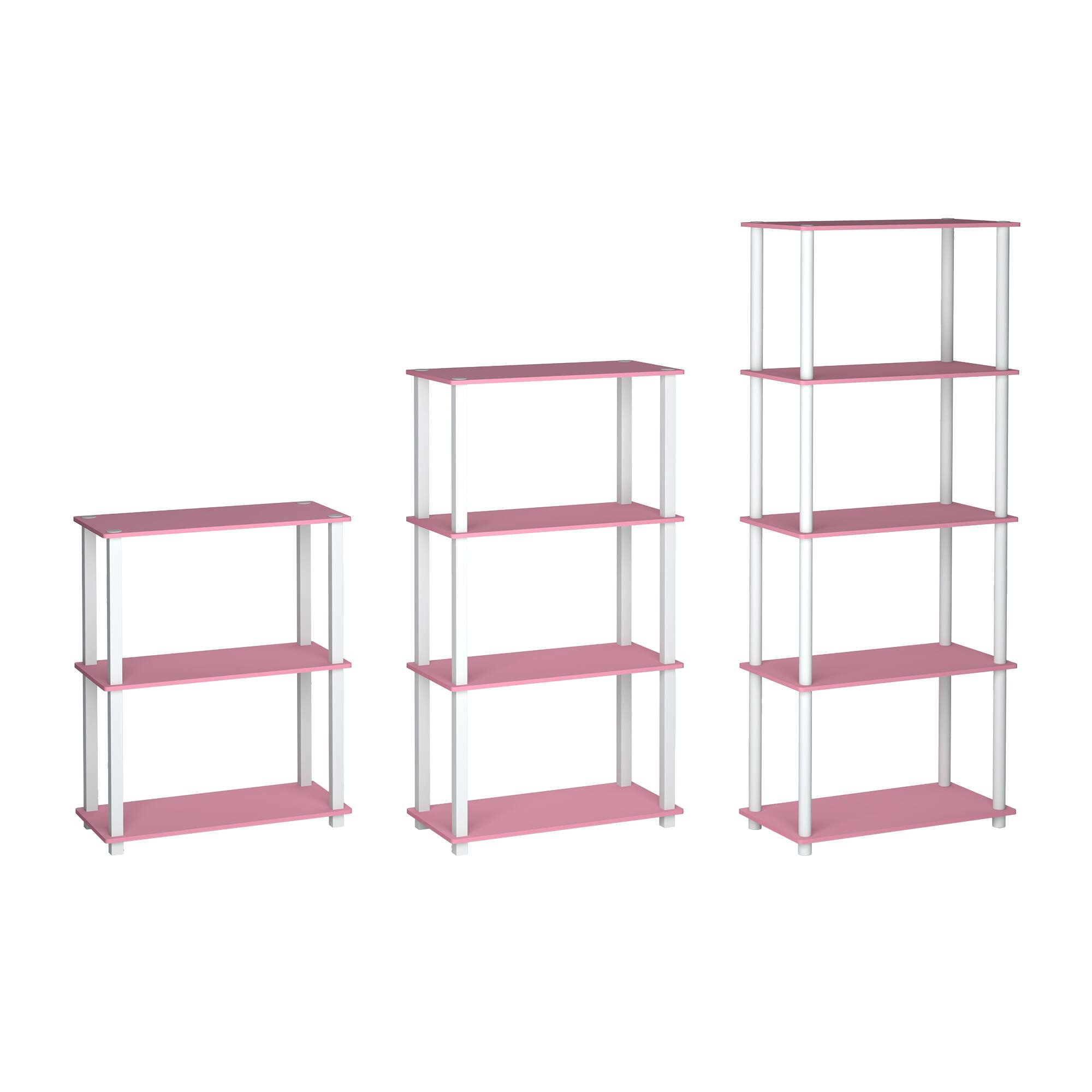 Alt View 7. HOMLUX - 5-Tier 57.4" Open Shelf Bookcase Compact Storage Bookshelf for Living Room Bedroom Office Pink & White - Pink & White.