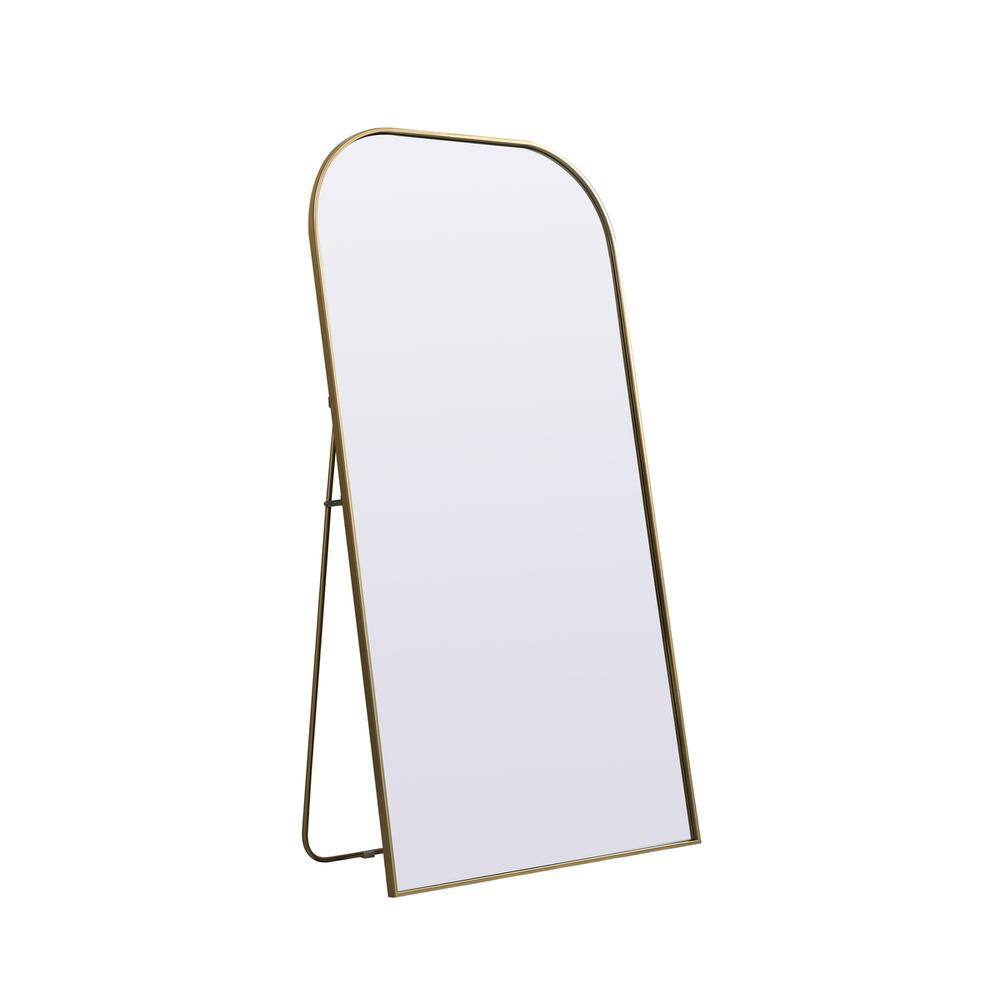 Alt View 2. Elegant Decor - Metal Frame Arch Full Length Mirror 35x66 Inch in Brass - Brass.