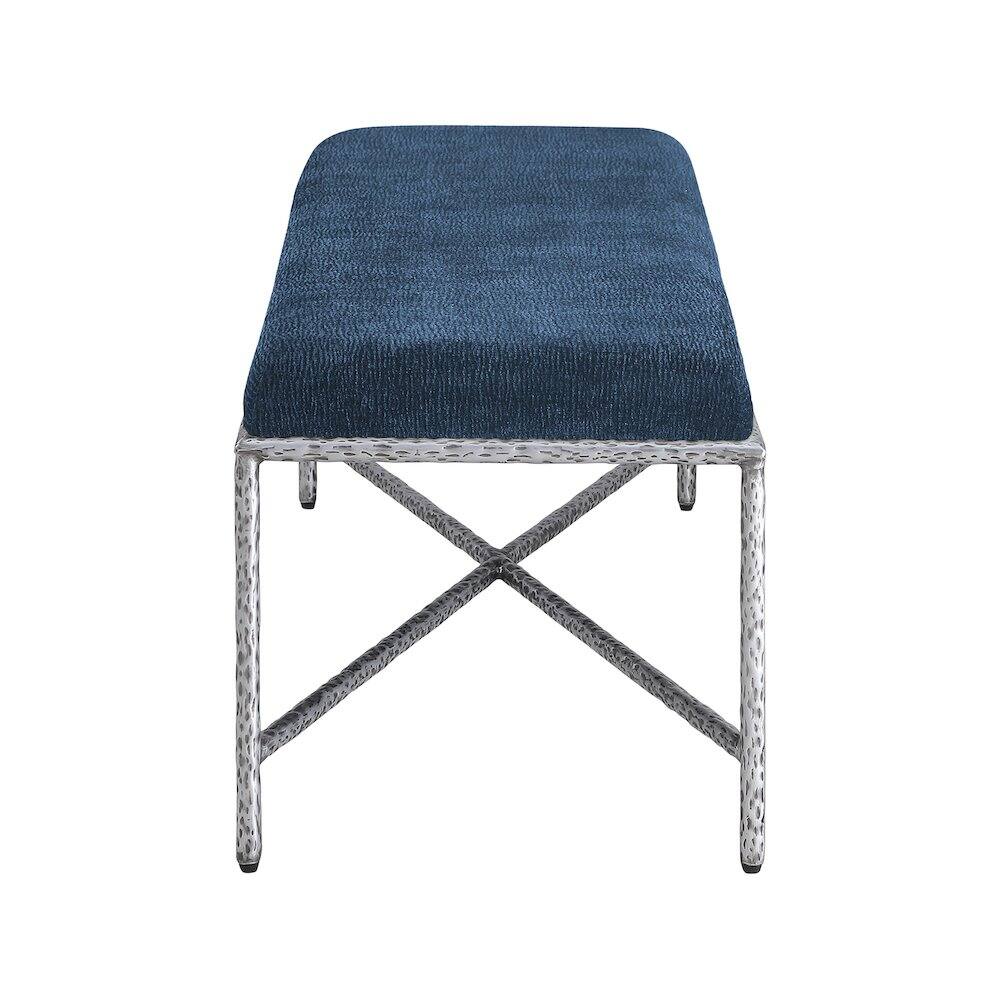 Alt View 3. Meridian Furniture - Valley Navy Chenille Fabric Bench - Blue.