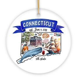 OrnamentallyYou - Artistic Connecticut State Themes and Landmarks Christmas Ornament - Multi-colored