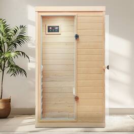 Boyel Living - One Person Indoor Infrared Sauna with Left-Side Door and Bluetooth Speaker - Natural
