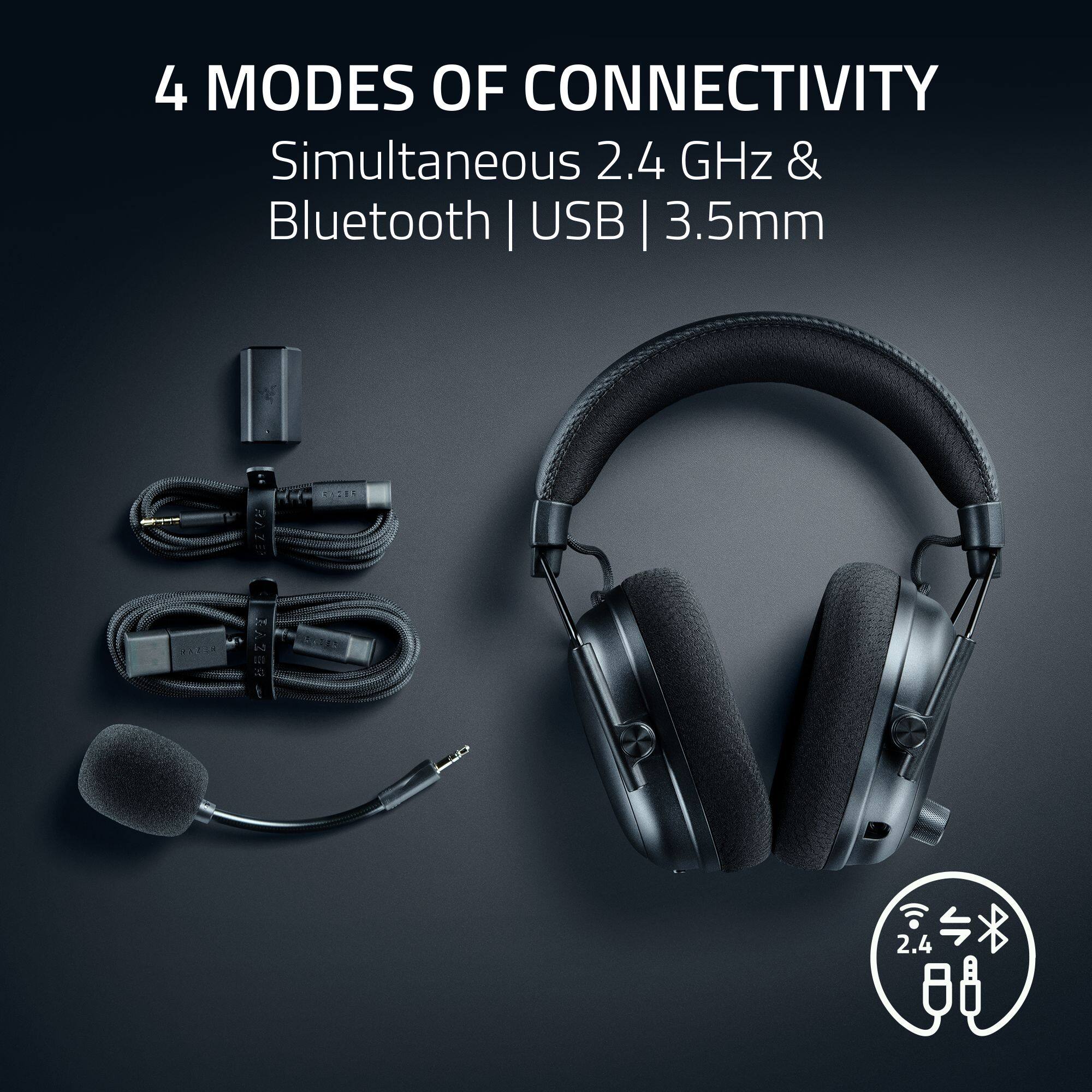4 MODES OF CONNECTIVITY Simultaneous 2.4 GHz & Bluetooth | USB | 3.5mm