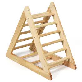 Costway - Wooden Climbing Pikler Triangle with Climbing Ladder For Toddler Step Training - Natural Wood