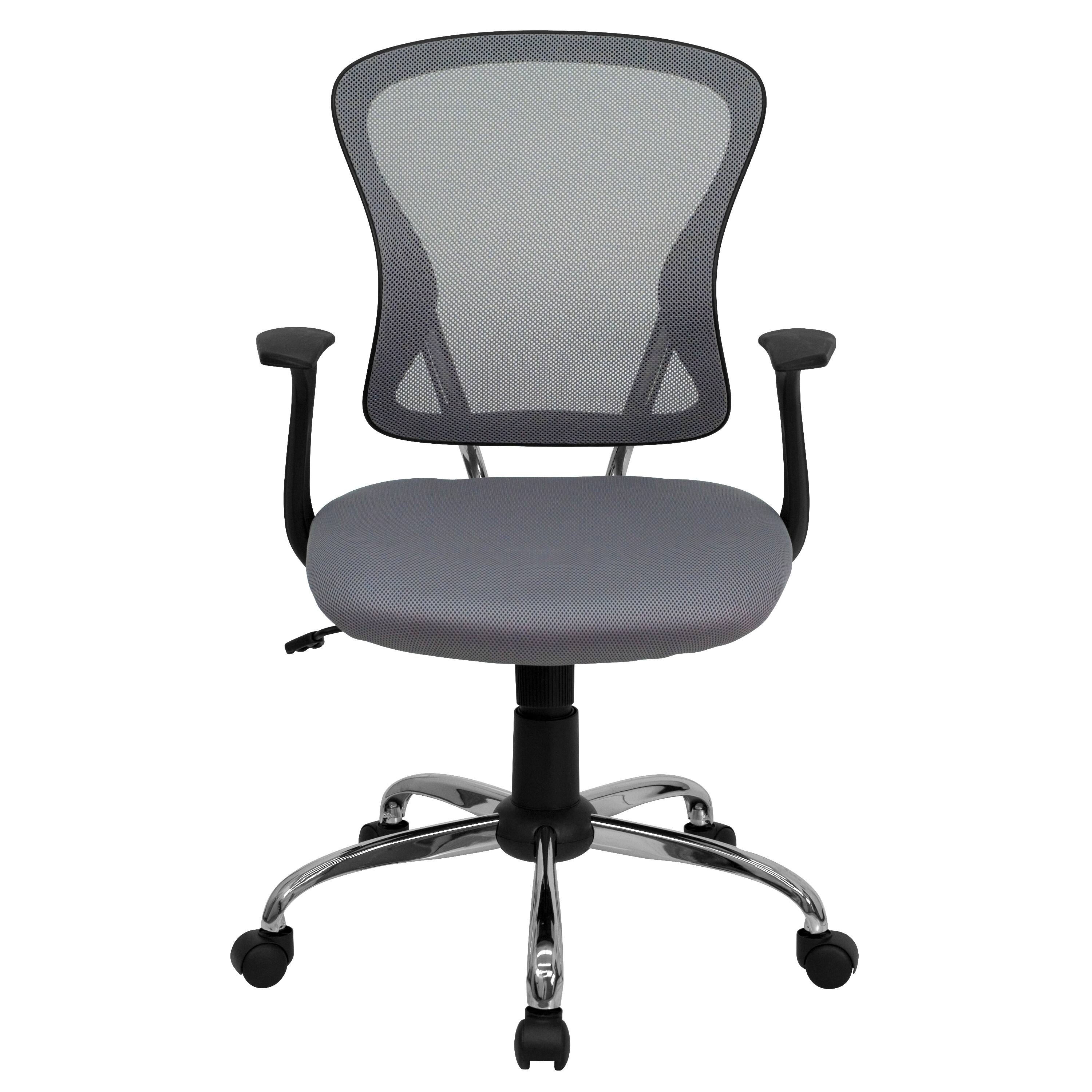 Alt View 7. Emma + Oliver - Mid-Back Mesh Swivel Task Office Chair with Chrome Base and Arms - Gray.