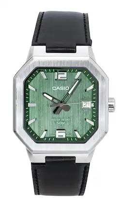 Casio - Analog Leather Strap Dial Quartz MTP-B195L-3AV Men's Watch - Green