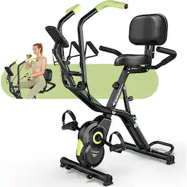 Pooboo - Foldable Home Exercise Bike, Indoor Stationary Bike With 8 level magnetic resistance system - Green